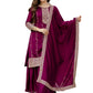 The52 Wine Beautiful Embroidered Vichitra Silk Fabric Straight Kurta, Palazzo and Dupatta Set - Swadesiicart