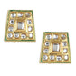 Gold-Toned White Kundan Square Shaped Gold-Polished Studs Earrings - Ruby Raang | Swadesiicart