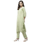 Anubhutee Women's Cotton Regular Bandhani Print Mirror Work Green Kurta Set | Swadesiicart