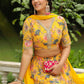 Janasya Yellow Georgette Floral Lehenga Choli Dupatta | Swadesiicart