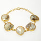 NVR Women's Gold-Polished Handcrafted Mother of Pearl Link Bracelet - Swadesiicart