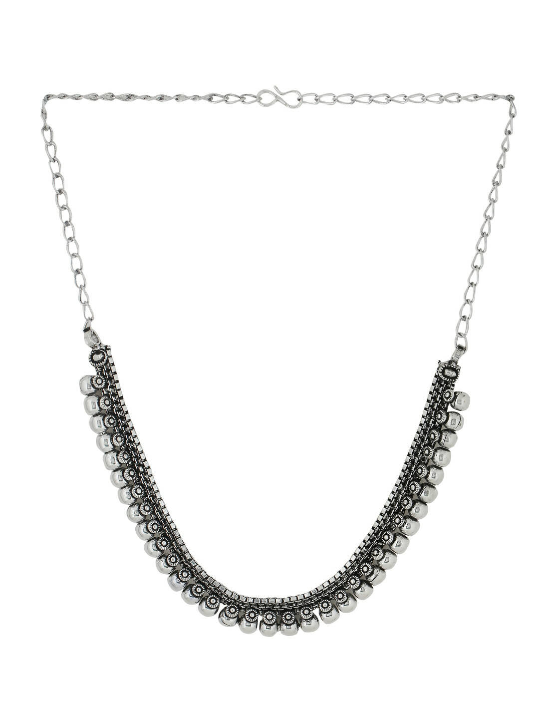 NVR Women Silver-Plated Oxidised Necklace | Swadesiicart