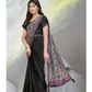 Black Crepe Satin Silk Designer Ready to wear saree with stithced Blouse - Mohmanthan Aura | Swadesiicart
