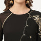 FIORRA Women's Black Poly Crepe Flared Kurta Pant With Dupatta - Swadesiicart