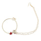 Gold-Polished White Red Kundan-Studded Pearl Beaded Nosepin - Ruby Raang | Swadesiicart