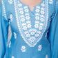 Miravan Women's Chikankari Embroidery Sky Blue Straight Kurta And Palazzo | Swadesiicart