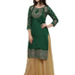 Ahalyaa Women's Green Poly Silk Gold Foil Print Kurta | Swadesiicart
