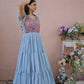 Jyoti Fashion Women's Grey Printed with Sequins Faux Georgette Anarkali Dress | Swadesiicart