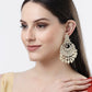 NVR Women Gold-Polished Kundan Chandbali Earrings | Swadesiicart