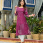 Juniper Women's Wine Beautiful Printed Liva Rayon A-Lined Kurta For Women - Swadesiicart