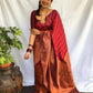 DEIANA'S Beautiful Designer Golden zari Soft Lichi Silk Saree - Brown - Swadesiicart