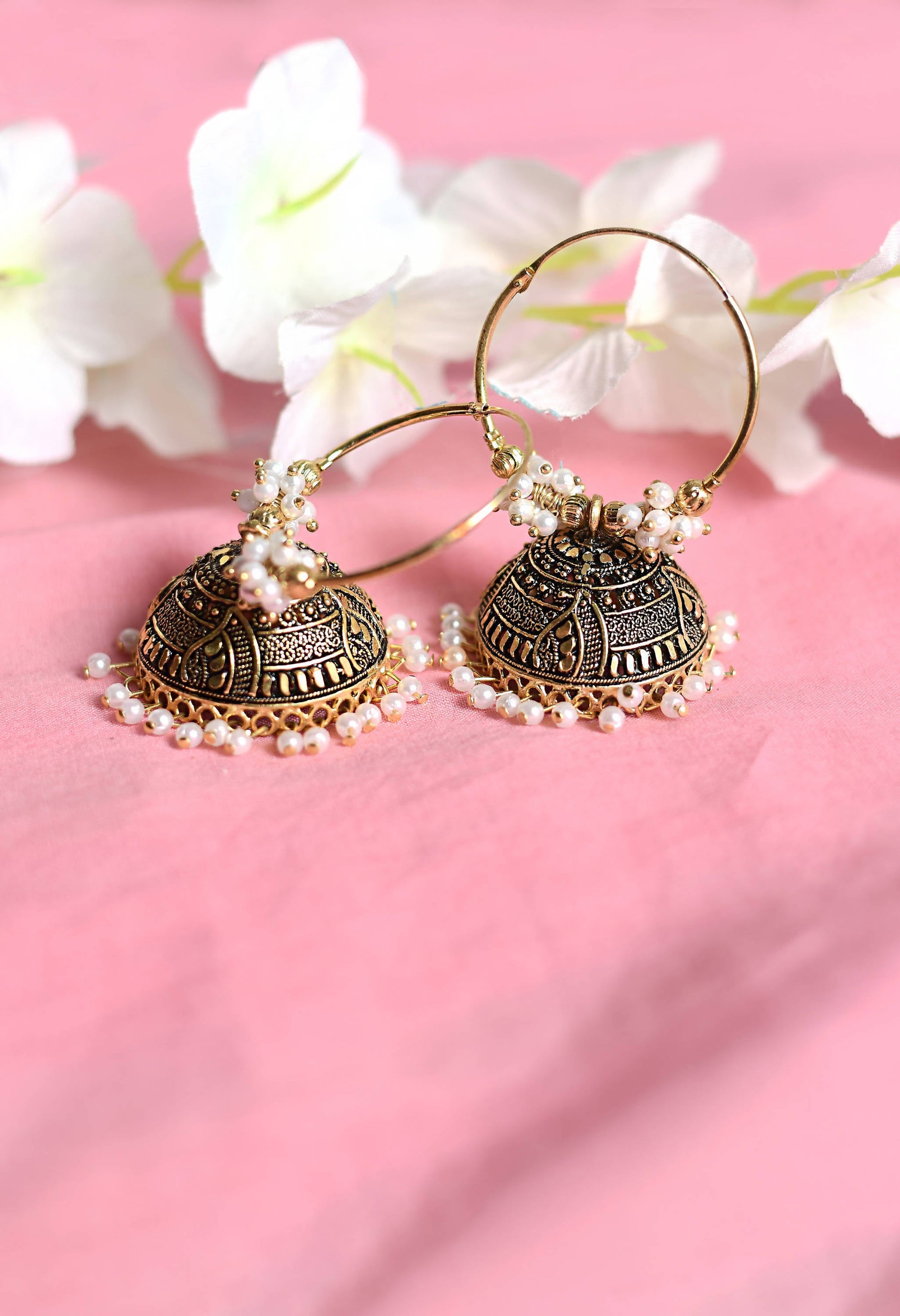 Mominos Fashion Johar Kamal Women's Latest Designer Golden Color Jhumkas - Swadesiicart