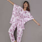 Breathables Women’S Loungewear Kaftan Cotton Pink Nature-Inspired Print Co-Ord Set