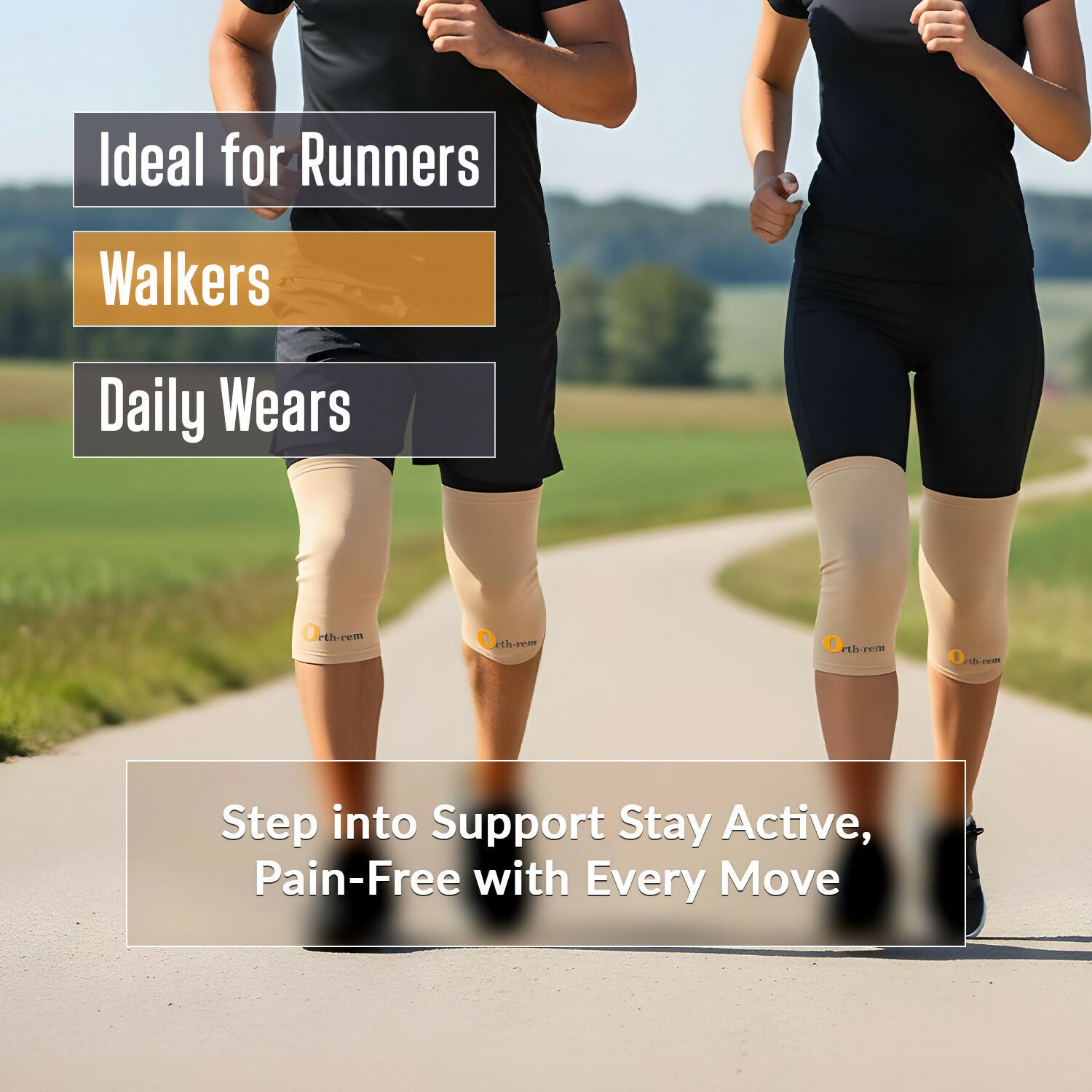 Orth-Rem Knee Cap Support For Men & Women (Pair) Knee Brace Pain Relief | Swadesiicart