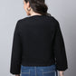 Even Apparels Black Linen Cotton Open Front Statement Women's Jacket | Swadesiicart