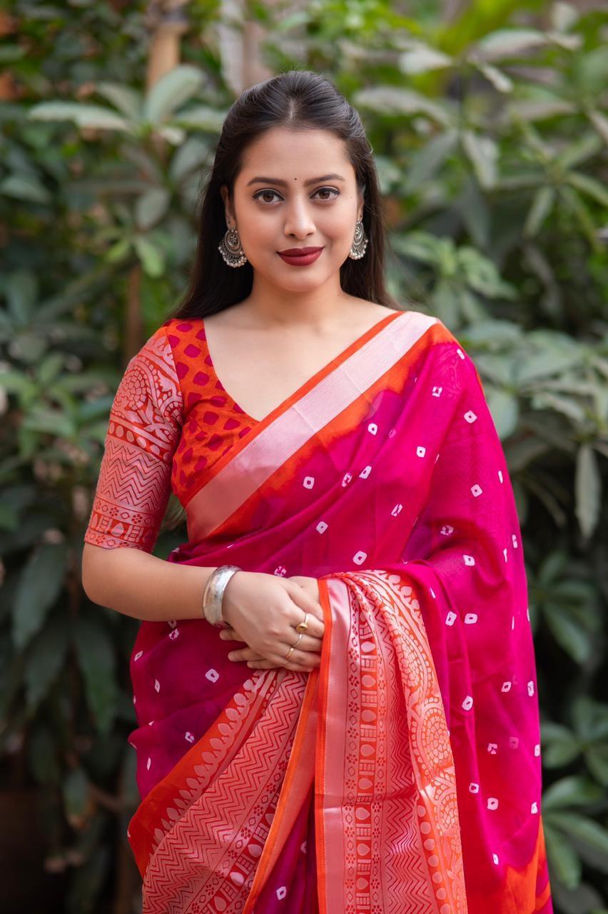 Rani Jute Silk Ethnic Motifs Saree with Unstitched Blouse - Hiral Fashion | Swadesiicart
