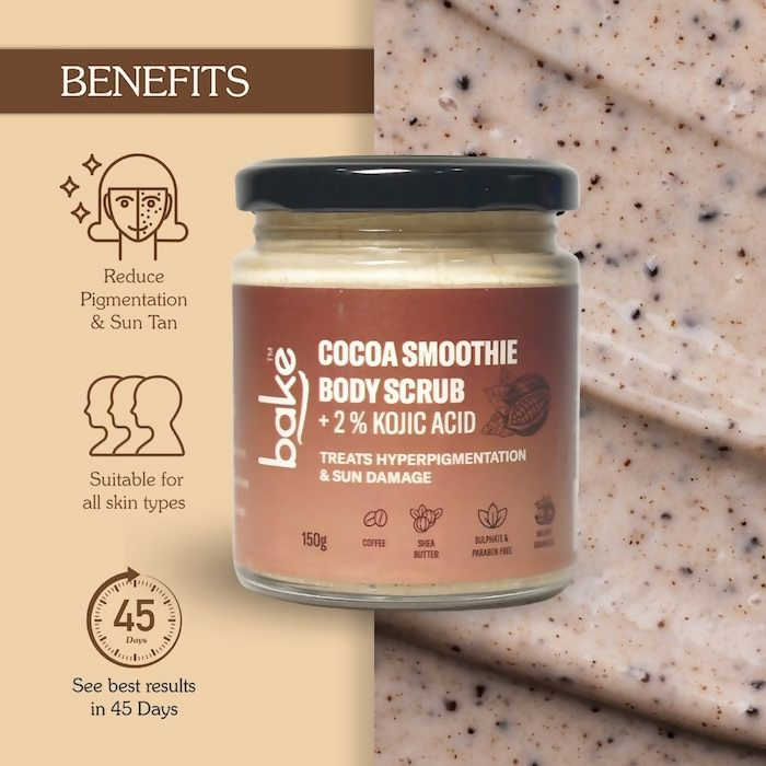 Bake 2% Kojic Acid Cocoa Smoothie Body Scrub | Swadesiicart