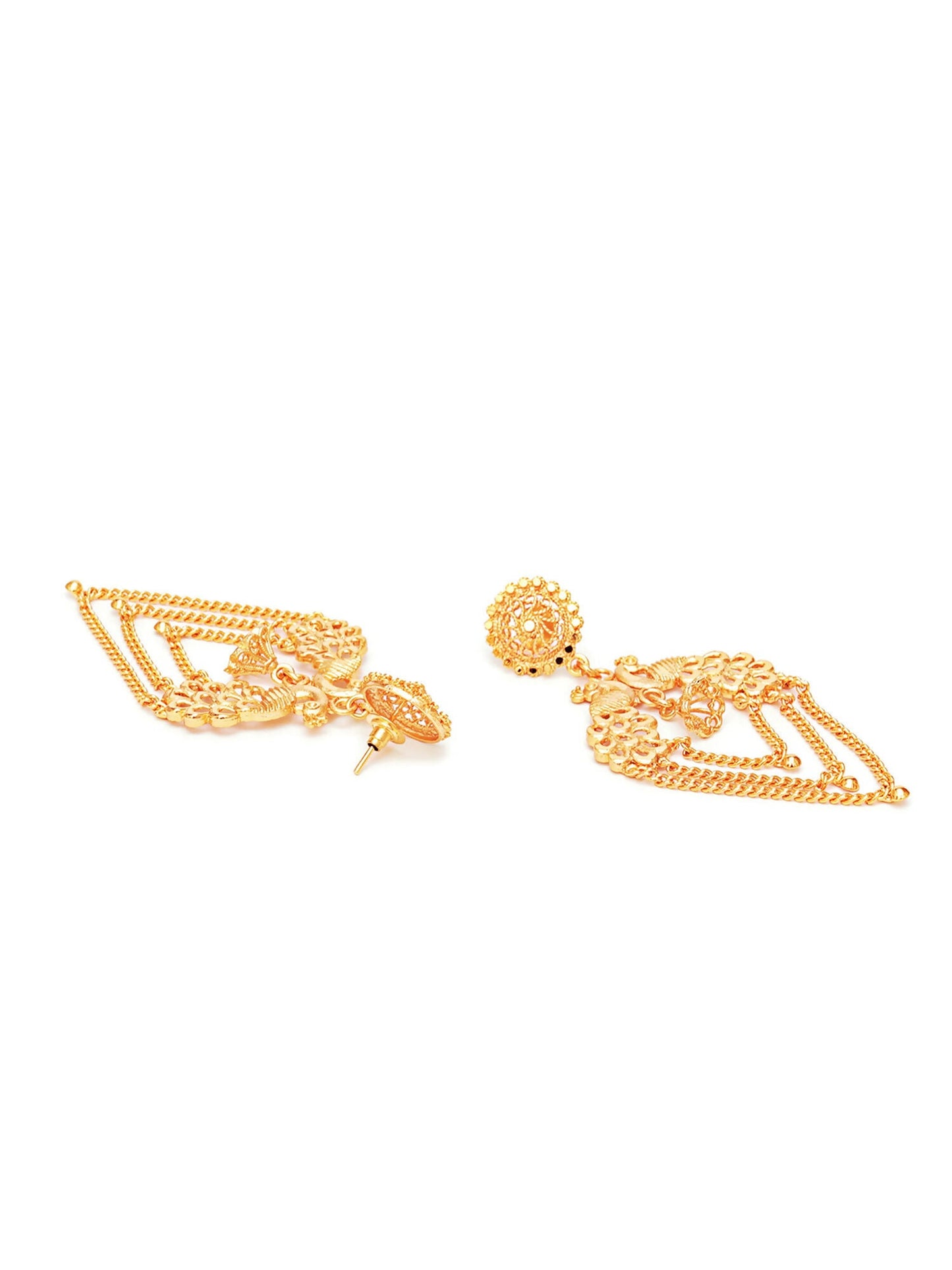 Golden Earrings (Gold) - Ruby Raang - Swadesiicart