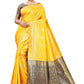 Vamika Ethnic Fire Yellow Weaving Banarasi Jacquard Saree | Swadesiicart