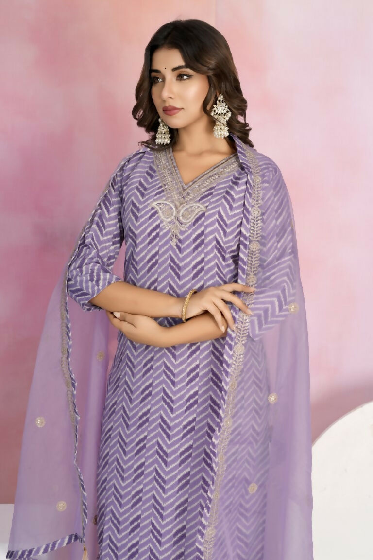 Ethnic Festive Wear Viscose Chanderi Purple Stitched Suit With Dupatta - Tanisha | Swadesiicart