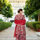 Vaasva Women Maroon Muslin Floral & Embroidered Cut Work Kurta ,Sharara & Dupatta set | Swadesiicart