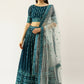 House of Panchhi Women Teal Georgette Sequins Work Lehenga & Blouse with Dupatta | Swadesiicart