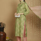 Jyoti Fashion Women's Green Chanderi Silk Elegant Jardoshi Semi Kurta with Trouser & Dupatta | Swadesiicart