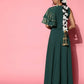 Ahalyaa Gorgeous Green Ethnic Motifs Ruffled Dress | Swadesiicart