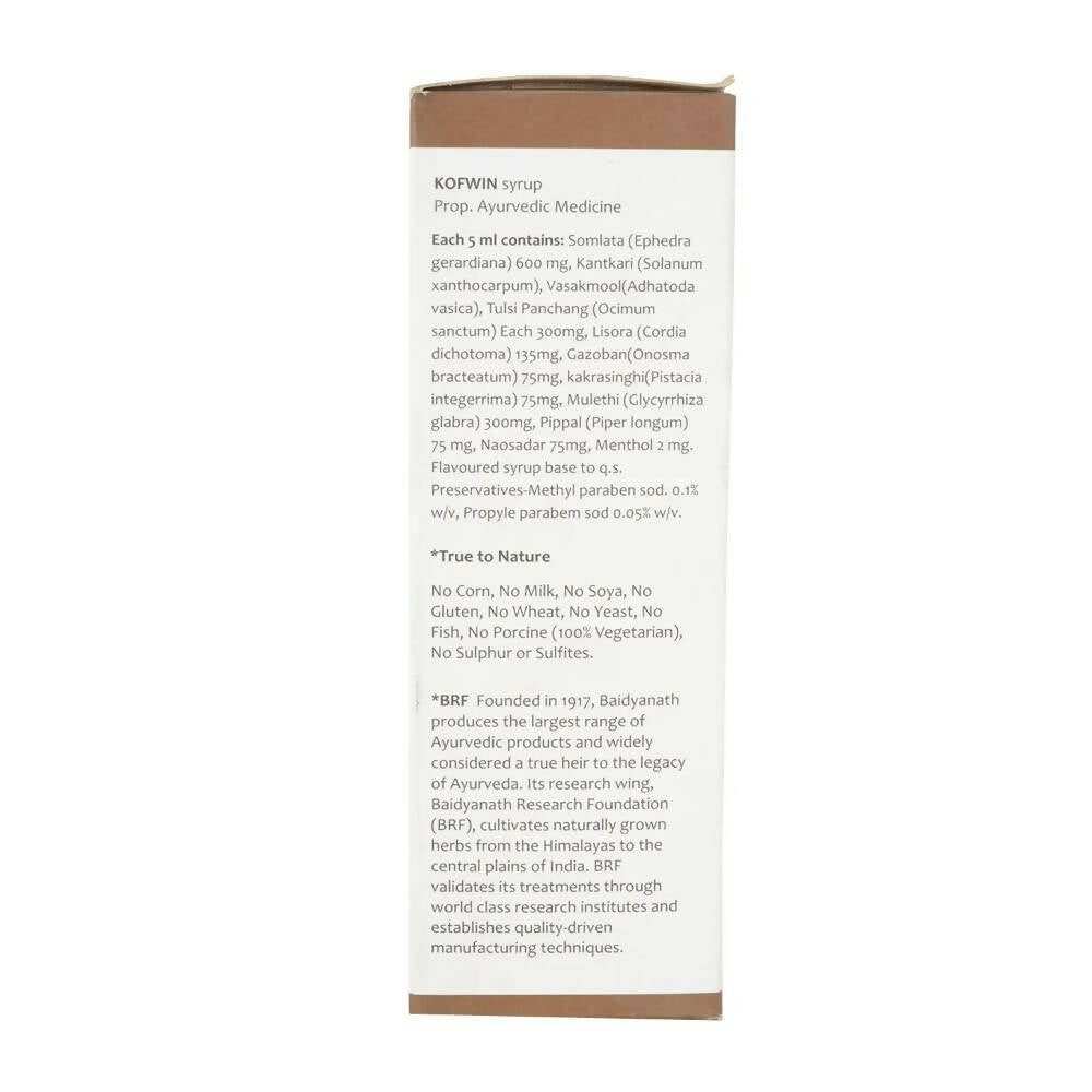 Baidyanath Jhansi Ayurvedant Kofwin Herbal Cough Syrup | Swadesiicart