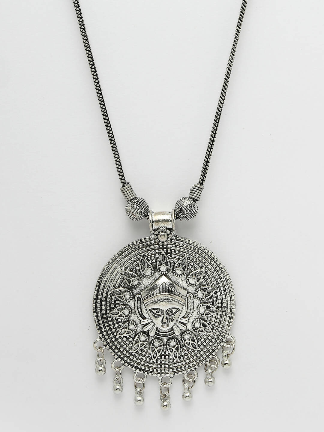 NVR Women's Elegant Silver Oxidised Brass Necklace | Swadesiicart