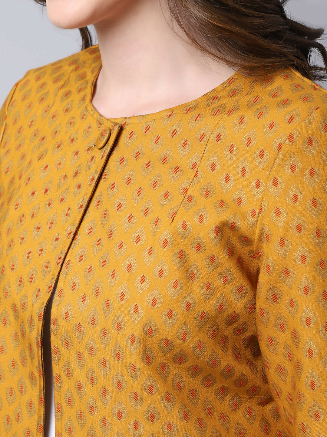 Even Apparels Yellow 100% Viscose Open Front Statement Women's Jacket | Swadesiicart