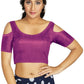 Aastha Fashion Women's Purple Art Silk Cold Shoulder Sleeve Readymade Blouse