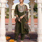 Jyoti Fashion Women's Mehendi Cotton Silk Hand Work with Floral Printed Kurta Set | Swadesiicart
