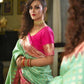 DEIANA'S Beautiful Designer Golden zari Soft Lichi Silk Saree - Pista - Swadesiicart