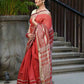 Beatitude Red Cotton Stripes Border Handloom Saree