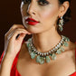 Mint Green Kundan Choker with Earrings- Ruby Raang | Swadesiicart