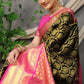 Jyoti Fashion Women's Black Kanjivaram Silk Zari Woven Saree with Blouse | Swadesiicart