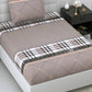 DREAM WEAVERZ Beige Checked 220 TC Glazed Cotton Bedsheet with Pillow Covers - Swadesiicart
