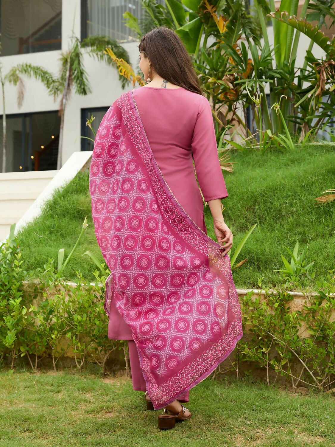 The52 Gajri Women's Beautiful Embroidered Rayon Fabric with Straight Kurta, Pant and Dupatta Set - Swadesiicart