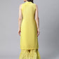 Ahalyaa Women Yellow Colour Pure Cotton Glitter Print Kurta Palazzo Set | Swadesiicart