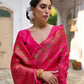Vishnu Weaves Women's Pink Silk Woven Saree with Blouse - Swadesiicart
