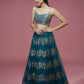House of Panchhi Teal Net Sequinse Embroidered Lehenga & Blouse with Dupatta | Swadesiicart