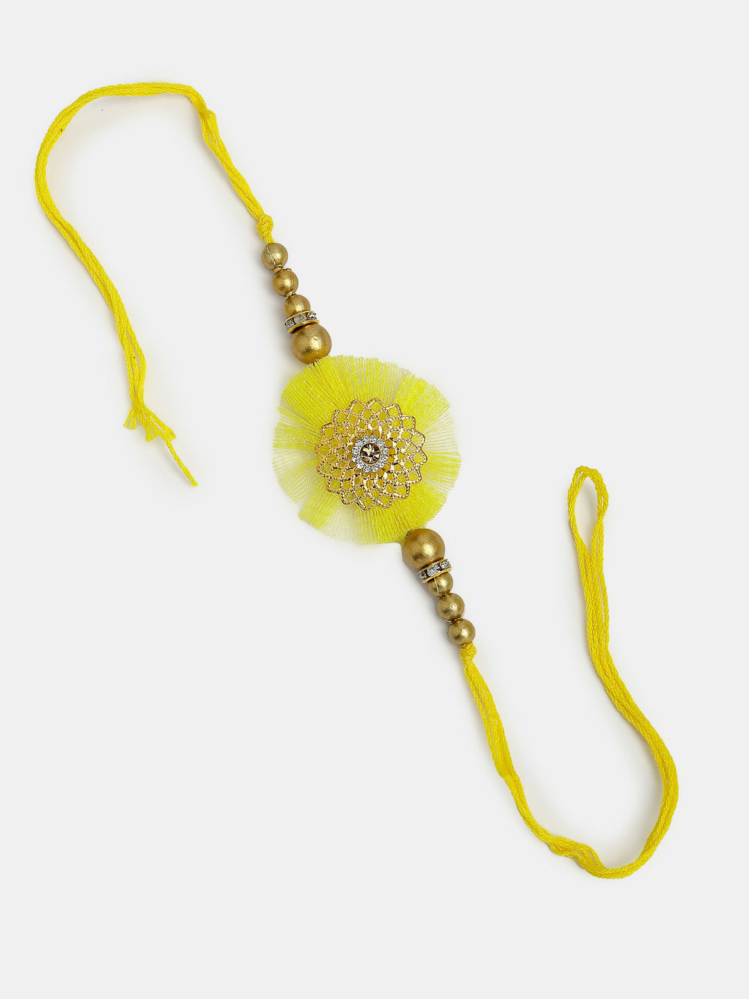 NVR Women & Men Set of 2 Yellow Peacock Design Bhaiya Bhabhi Rakhi With Roli Chawal | Swadesiicart