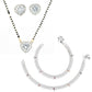 AanyaCentric Gold-Polished Mangalsutra Pendant Earring Set & Silver Plated Anklet