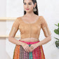Joban Fashion Gold Brocade Elbow Sleeveless Front Open Blouse - Swadesiicart