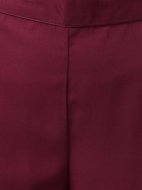 FIORRA Women's Wine Poly Crepe A-Line Kurta Set - Swadesiicart