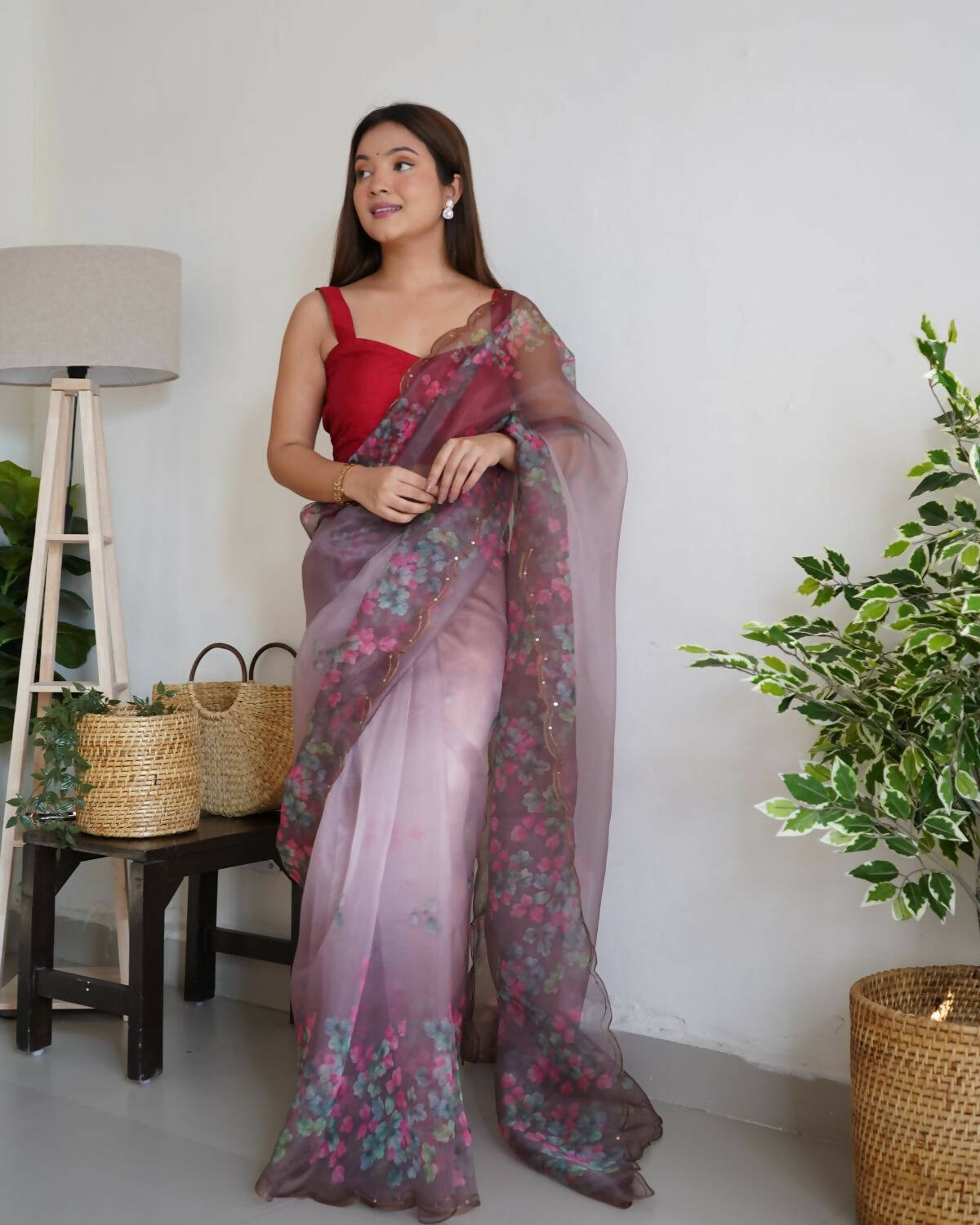 Vamsee Multi Organza Saree - Swadesiicart