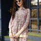 Pink & Beige Rayon Floral Printed Top with Matching Bottom - Eesha - Swadesiicart