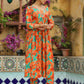 Janasya Orange Cotton Floral Kurta & Bottom | Swadesiicart