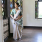 Vishnu Weaves Women's Navy-Blue Muga Cotton Saree with Blouse - Swadesiicart